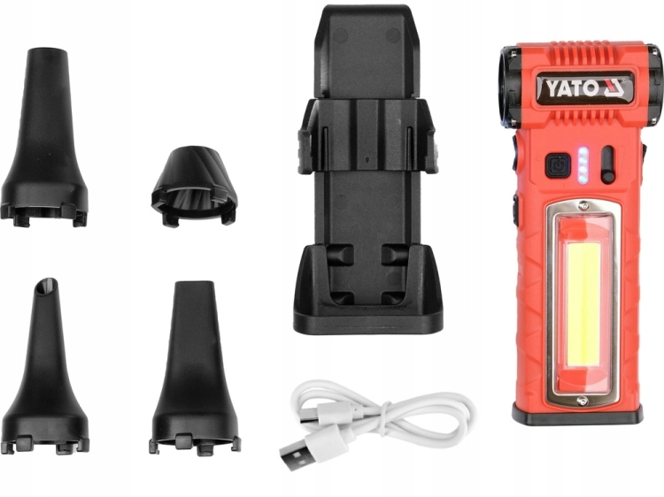 MINI TURBO DMUCHAWA POMPKA AKUMULATOROWA YATO 4 DYSZE USB-C LATARKA 280lm