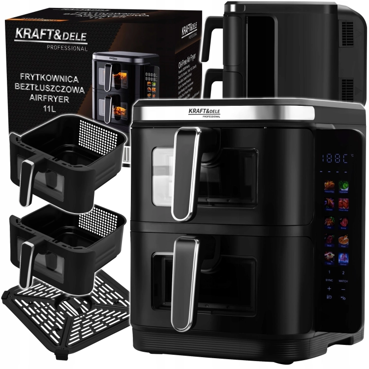 FRYTKOWNICA BEZTŁUSZCZOWA AIRFRYER 11L 2 KOMORY 80-200C 10 PROGRAMÓW KD4335
