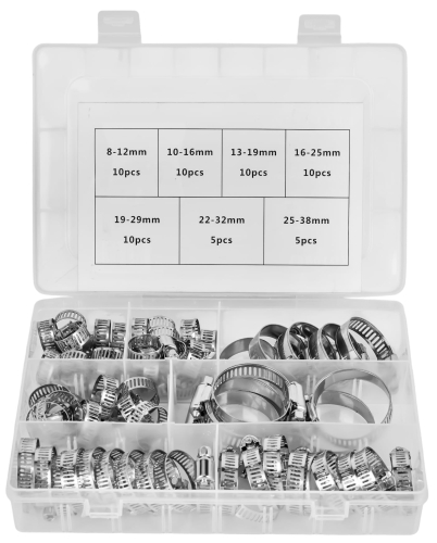 ZESTAW OPASEK ZACISKOWYCH ŚLIMAKOWYCH 60EL. 8-38mm ORGANIZER KRAFT KD10865