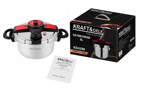 SZYBKOWAR 6L 22CM 60-100 kPa + WŁKAD GOTOWANIE NA PARZE KRAFT&amp;DEL E KD4298