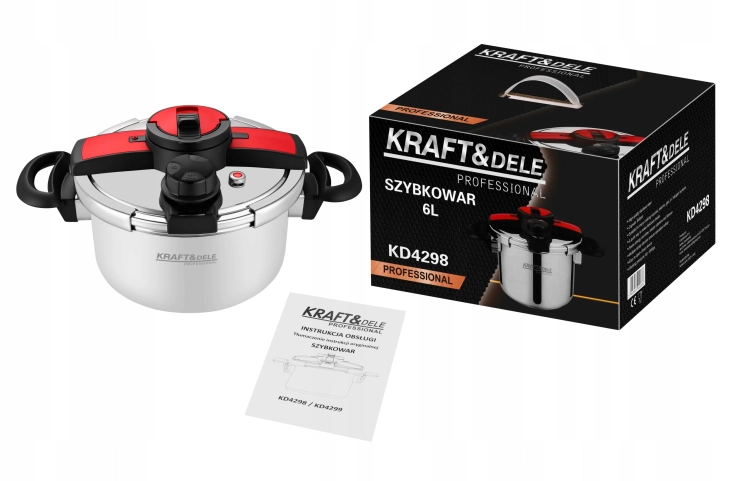 SZYBKOWAR 6L 22CM 60-100 kPa + WŁKAD GOTOWANIE NA PARZE KRAFT&amp;DEL E KD4298