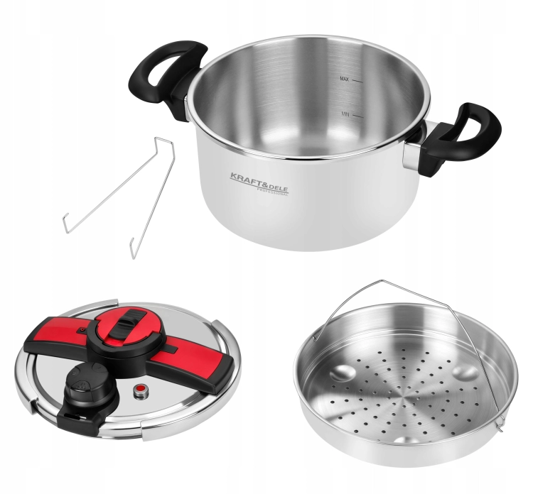 SZYBKOWAR 6L 22CM 60-100 kPa + WŁKAD GOTOWANIE NA PARZE KRAFT&amp;DEL E KD4298