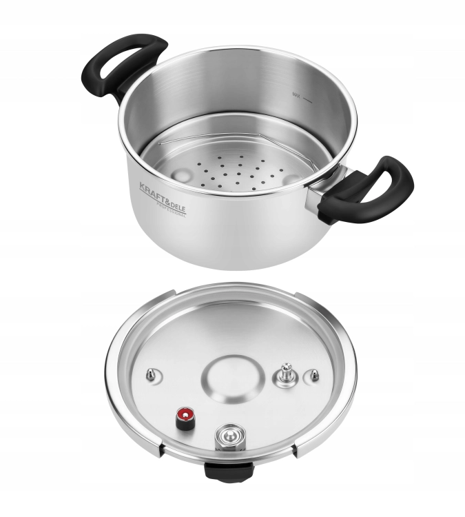 SZYBKOWAR 6L 22CM 60-100 kPa + WŁKAD GOTOWANIE NA PARZE KRAFT&amp;DEL E KD4298