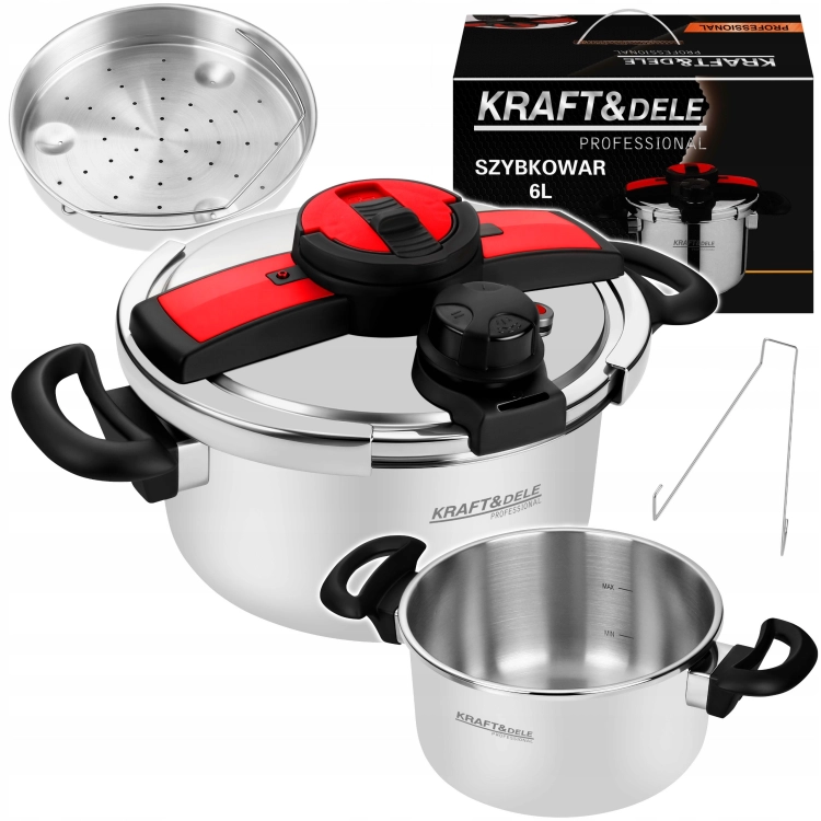 SZYBKOWAR 6L 22CM 60-100 kPa + WŁKAD GOTOWANIE NA PARZE KRAFT&amp;DEL E KD4298