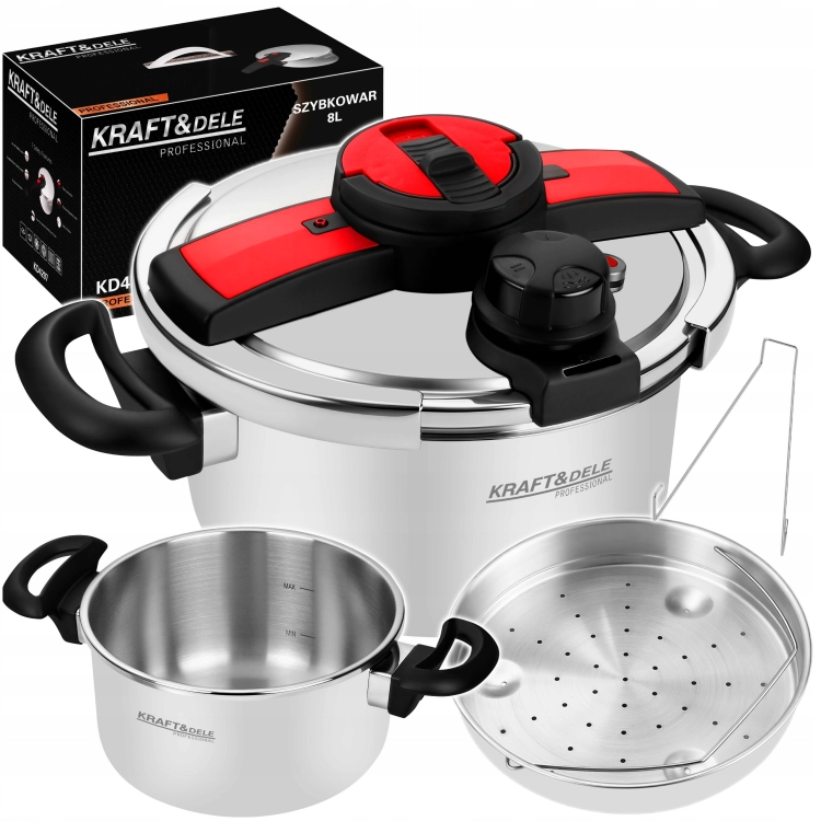 SZYBKOWAR 6L 22CM 60-100 kPa + WŁKAD GOTOWANIE NA PARZE KRAFT&amp;DEL E KD4298