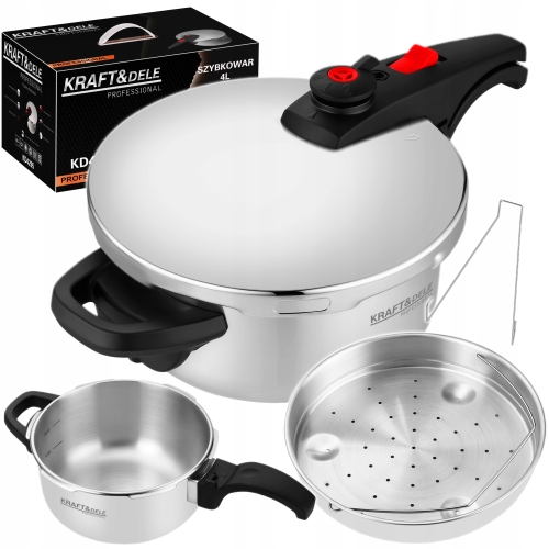SZYBKOWAR 4L 22CM 60-100 kPa + WŁKAD GOTOWANIE NA PARZE KRAFT&amp;DEL E KD4295