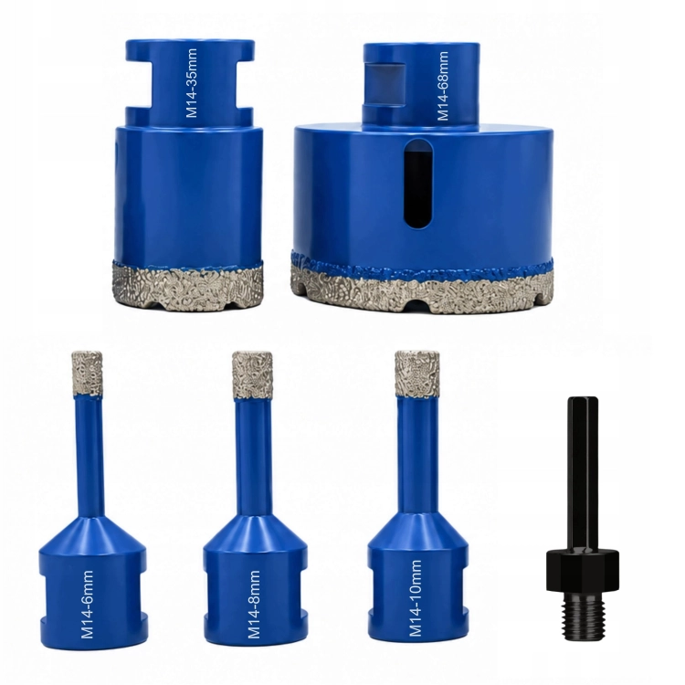 OTWORNICA DIAMENTOWA DO GRESU WIERTŁO ZESTAW OTWORNIC M14 6-68MM + ADAPTER