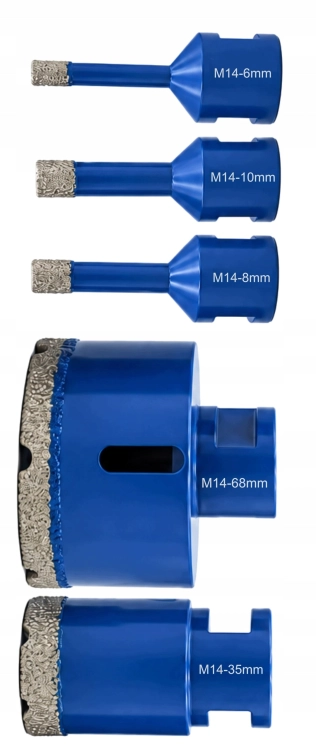 OTWORNICA DIAMENTOWA DO GRESU WIERTŁO ZESTAW OTWORNIC M14 6-68MM + ADAPTER
