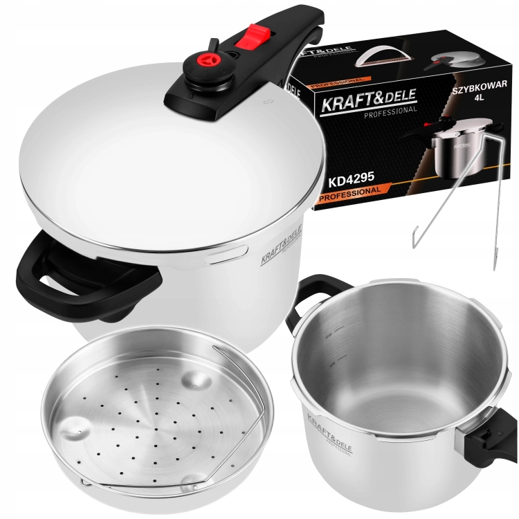 SZYBKOWAR 6L 22CM 60-100 kPa + WŁKAD GOTOWANIE NA PARZE KRAFT&amp;DEL E KD4296