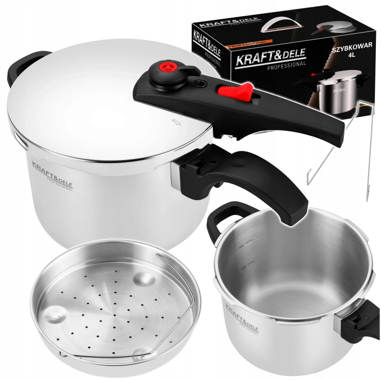 SZYBKOWAR 6L 22CM 60-100 kPa + WŁKAD GOTOWANIE NA PARZE KRAFT&amp;DEL E KD4296