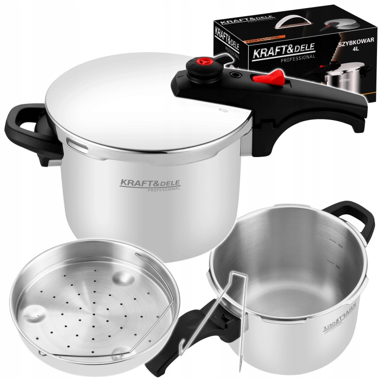 SZYBKOWAR 6L 22CM 60-100 kPa + WŁKAD GOTOWANIE NA PARZE KRAFT&amp;DEL E KD4296