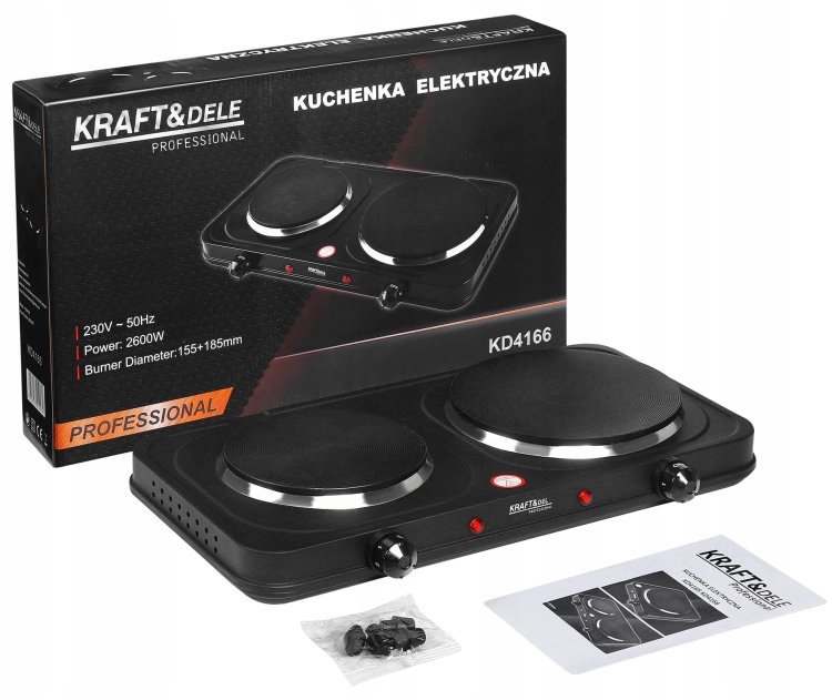 KRAFT&amp;DELE KUCHENKA ELEKTRYCZNA 2600W 155+185MM 2 PALNIKI REGULACJA KD4166