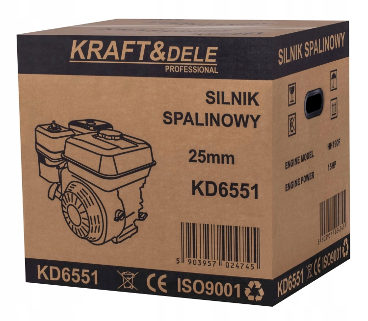 SILNIK SPALINOWY 15KM 420ccm WAŁ 25mm 3600rpm BENZYN ZBIORNIK 6,5L KD6551