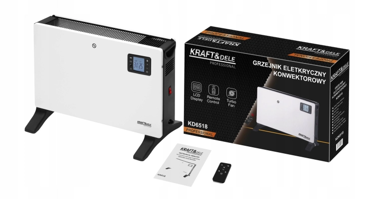 ELEKTRYCZNY GRZEJNIK KONWEKTOROWY LCD 800/1200/2300W REGULACJA KD6518