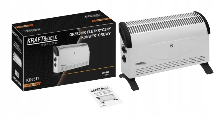 GRZEJNIK ELEKTRYCZNY KONWEKTOROWY TERMOSTAT 2000W REGULACJA 5-37°C KD6517