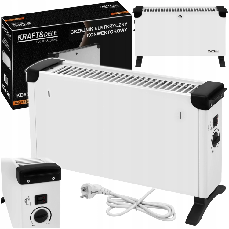 GRZEJNIK ELEKTRYCZNY KONWEKTOROWY TERMOSTAT 2000W REGULACJA 3 TRYBY KD6516
