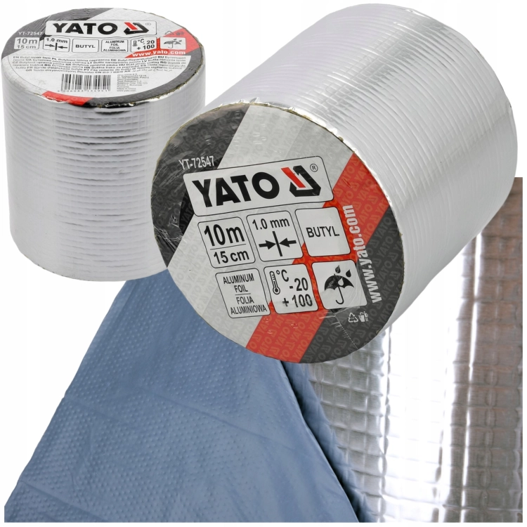TAŚMA BUTYLOWA NAPRAWCZA USZCZELNIAJĄCA WODOODPORNAYATO ALUMINIOWA150MMX10M