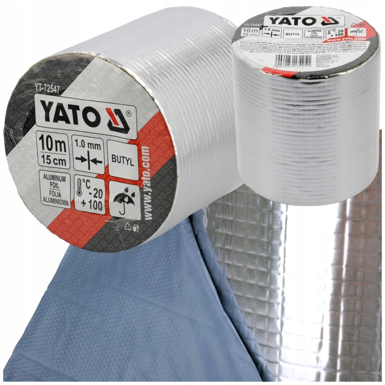 TAŚMA BUTYLOWA NAPRAWCZA USZCZELNIAJĄCA WODOODPORNAYATO ALUMINIOWA150MMX10M