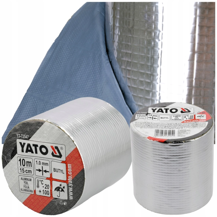 TAŚMA BUTYLOWA NAPRAWCZA USZCZELNIAJĄCA WODOODPORNAYATO ALUMINIOWA150MMX10M