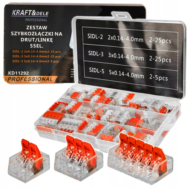ZESTAW SZYBKOZŁĄCZKI 55szt SIDL-2 SIDL-3 SIDL-5 ORGANIZER KRAFTDELE KD11292