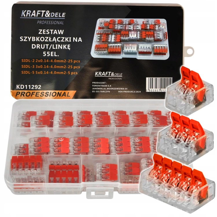 ZESTAW SZYBKOZŁĄCZKI 55szt SIDL-2 SIDL-3 SIDL-5 ORGANIZER KRAFTDELE KD11292