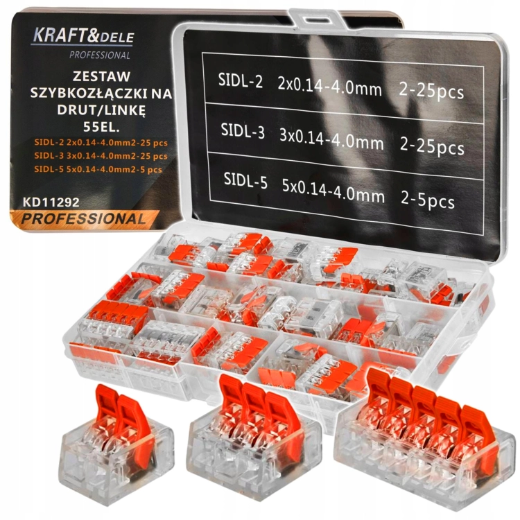 ZESTAW SZYBKOZŁĄCZKI 55szt SIDL-2 SIDL-3 SIDL-5 ORGANIZER KRAFTDELE KD11292