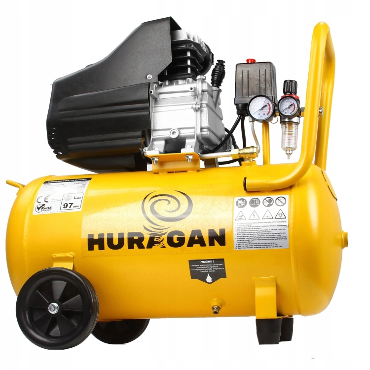 KOMPRESOR OLEJOWY SPRĘŻARKA POWIETRZA 50L 2xMANOMETR 216L/min 230V/50Hz