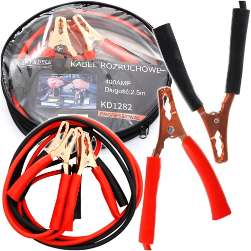 KABLE PRZEOWDY ROZRUCHOWE 400A 2,5 METRA + POKROWIEC KRAFT&amp;DELE KD1282