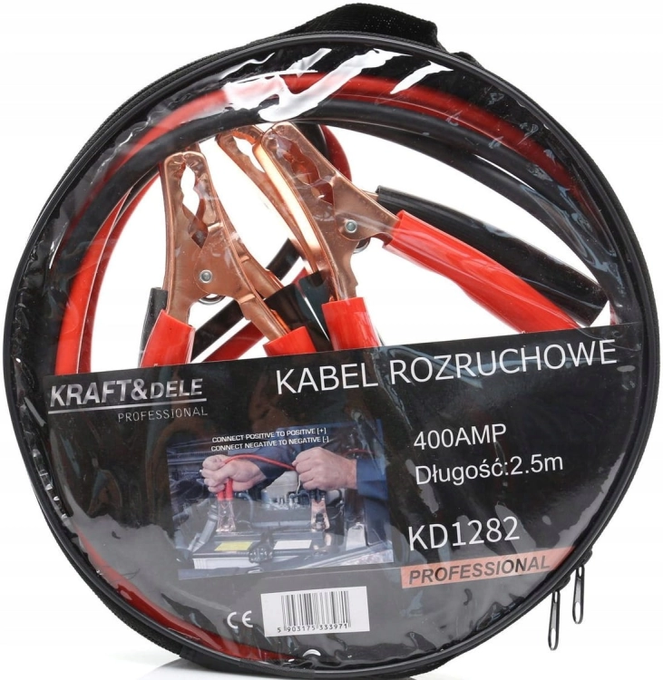 KABLE PRZEOWDY ROZRUCHOWE 400A 2,5 METRA + POKROWIEC KRAFT&amp;DELE KD1282