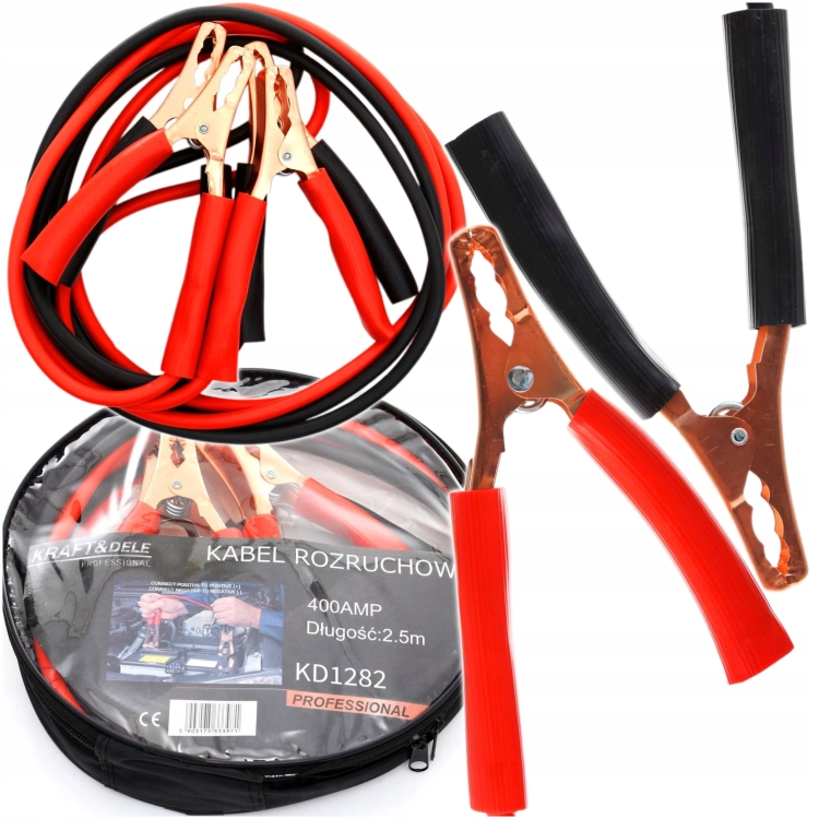 KABLE PRZEOWDY ROZRUCHOWE 400A 2,5 METRA + POKROWIEC KRAFT&amp;DELE KD1282