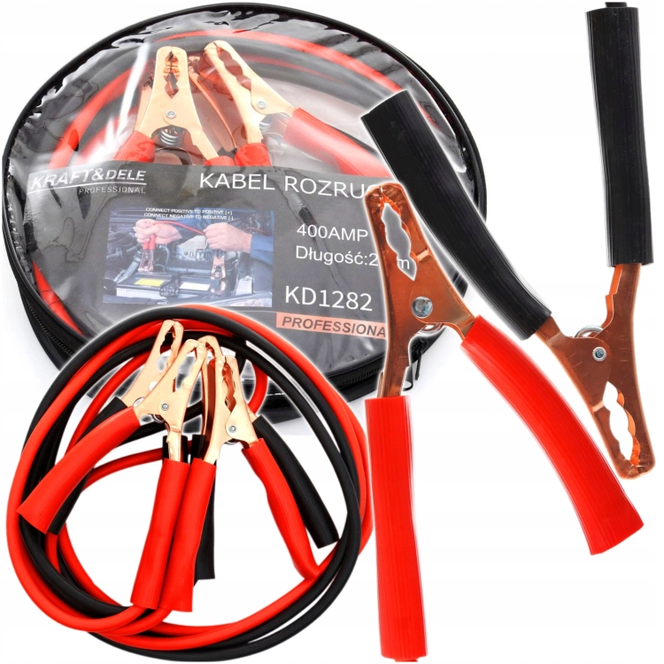 KABLE PRZEOWDY ROZRUCHOWE 400A 2,5 METRA + POKROWIEC KRAFT&amp;DELE KD1282