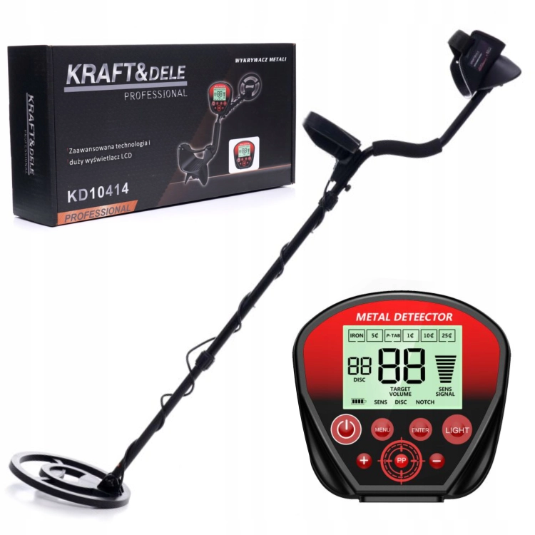 KRAFT&amp;DEL E WYKRYWACZ METALI DETEKTOR CEWKA 25CM Z DYSKRYMINACJĄ KD10414