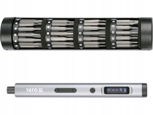 WKRĘTAK PRECYZYJNY AKUMULATOROWY 3,7V LED ZESTAW Z BITAMI 61el. USB-C YATO