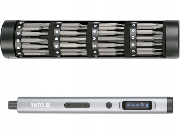 WKRĘTAK PRECYZYJNY AKUMULATOROWY 3,7V LED ZESTAW Z BITAMI 61el. USB-C YATO