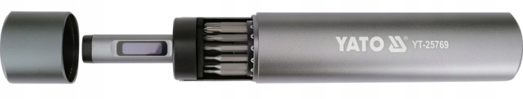 WKRĘTAK PRECYZYJNY AKUMULATOROWY 3,7V LED ZESTAW Z BITAMI 61el. USB-C YATO