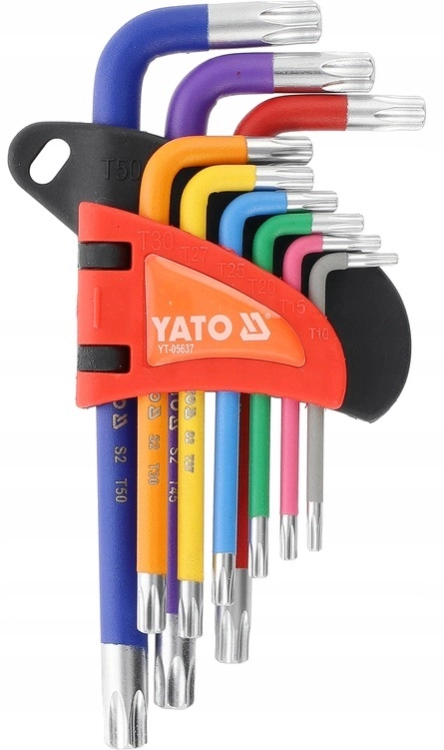 KLUCZE IMBUSOWE ZESTAW KLUCZY TORX SECURITY T10-T50 9EL IMBUSY KRÓTKIE YATO