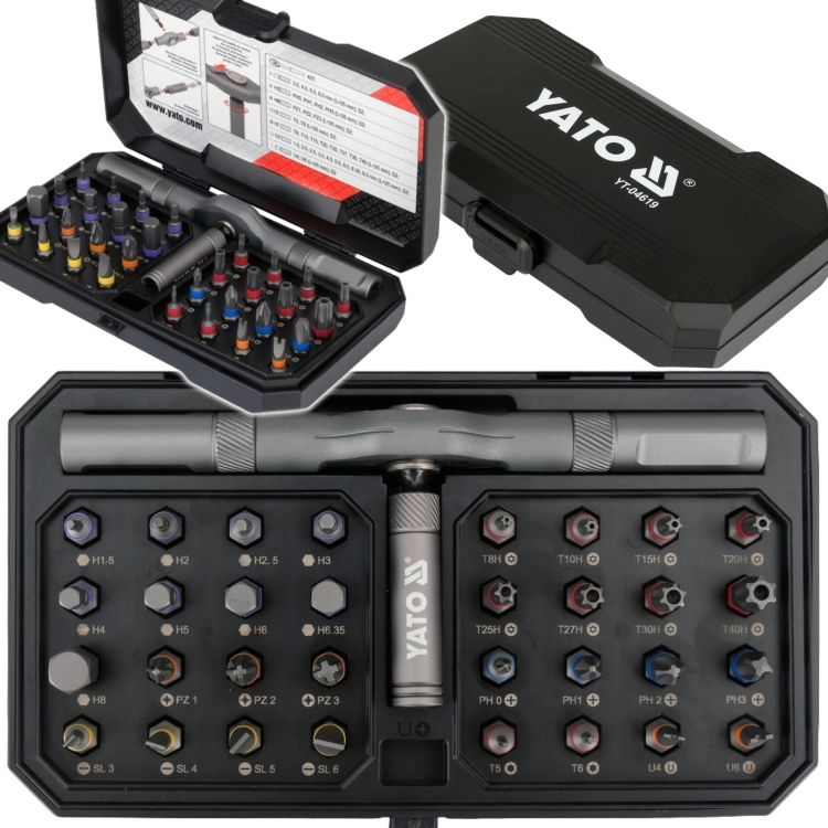 ZESTAW BITÓW Z GRZECHOTKĄ WKRĘTAK KOŃCÓWKI HEX TORX PH PZ YATO YT-04619