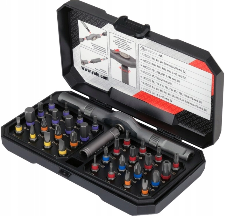 ZESTAW BITÓW Z GRZECHOTKĄ WKRĘTAK KOŃCÓWKI HEX TORX PH PZ YATO YT-04619