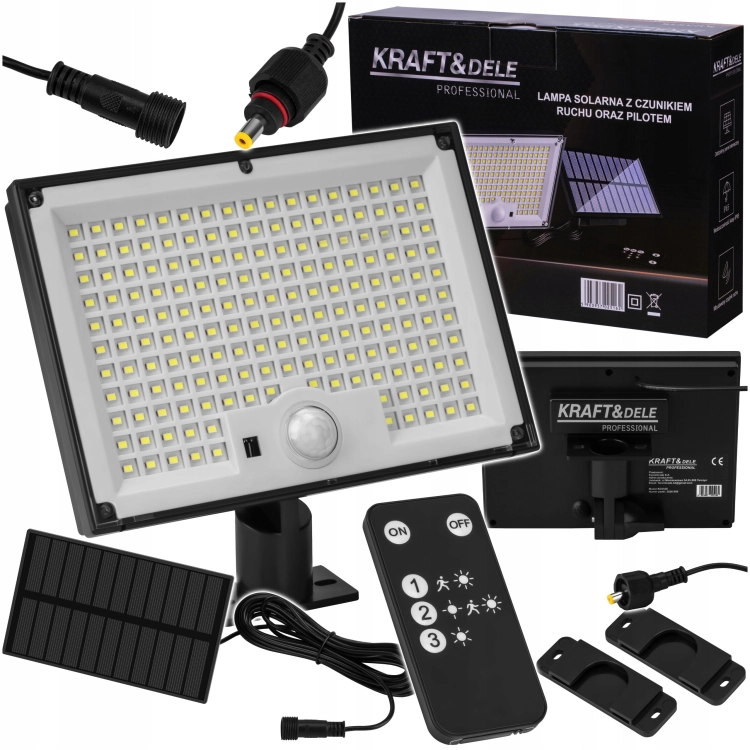 KRAFT LAMPA SOLARNA Z CZUJNIKIEM RUCHU 750LM 2500mAh PILOT 5,5V KD3536