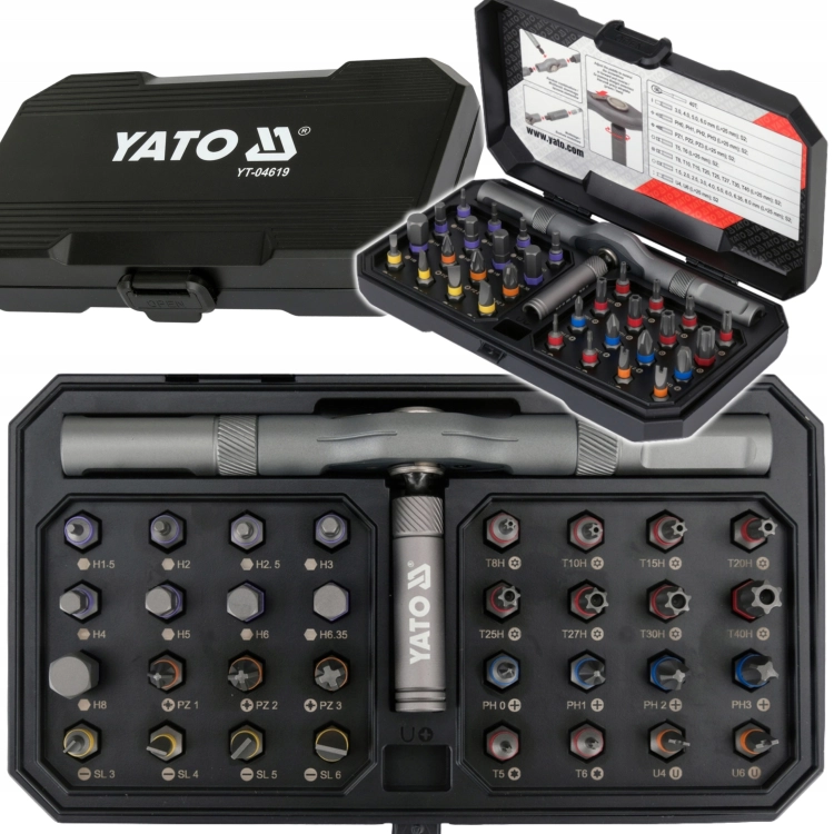 ZESTAW BITÓW Z GRZECHOTKĄ WKRĘTAK KOŃCÓWKI HEX TORX PH PZ YATO YT-04619