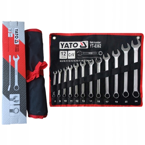 YATO KOMPLET KLUCZE PŁASKO-OCZKOWE 8-24 ZESTAW 12SZTUK PŁACHTA YT-0362