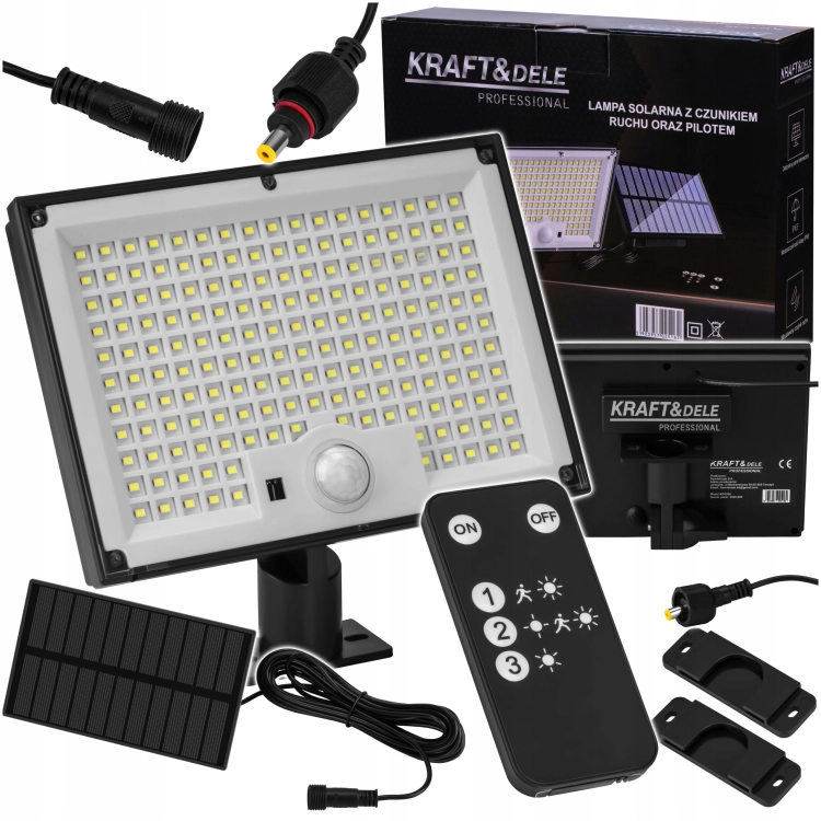 KRAFT LAMPA SOLARNA Z CZUJNIKIEM RUCHU 750LM 2500mAh PILOT 5,5V KD3536