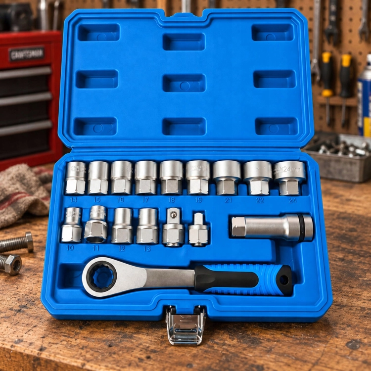 ZESTAW 17el NASADEK KLUCZY PRZELOTOWYCH 10-24mm 3/8 1/2 SPLINE ADAPTERY