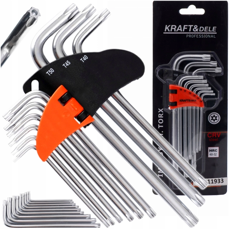 KRAFT&amp;DELE ZESTAW IMBUSÓW TORX 9 EL. DŁUGIE KLUCZE T10-T50 CrV KD11933