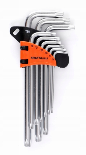 KRAFT&amp;DELE ZESTAW IMBUSÓW TORX 9 EL. DŁUGIE KLUCZE T10-T50 CrV KD11933