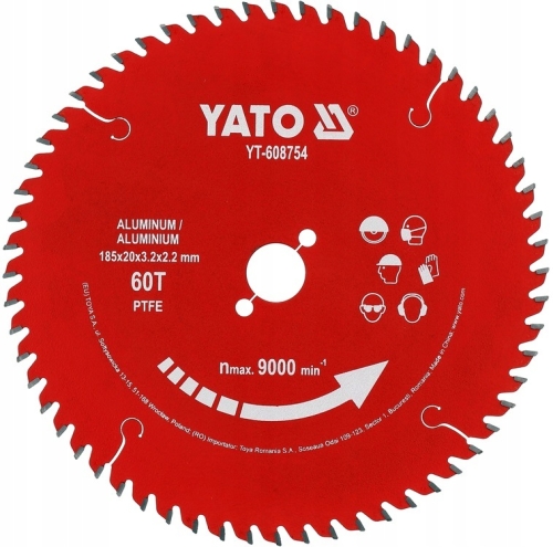 TARCZA DO CIĘCIA ALUMINIUM 185mm/20mm 60T WĘGLIK WOLFRAMU PIŁA TARCZOWA