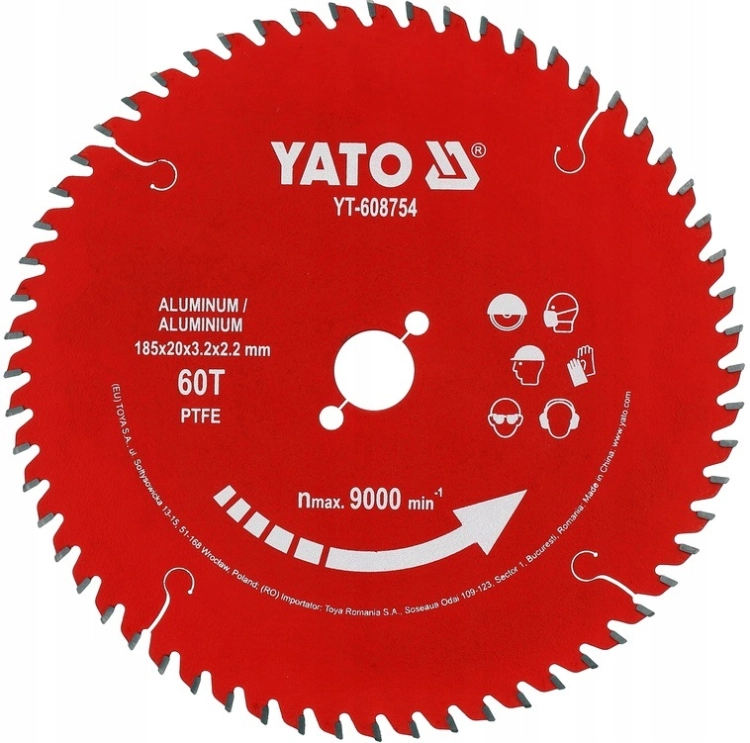 TARCZA DO CIĘCIA ALUMINIUM 185mm/20mm 60T WĘGLIK WOLFRAMU PIŁA TARCZOWA