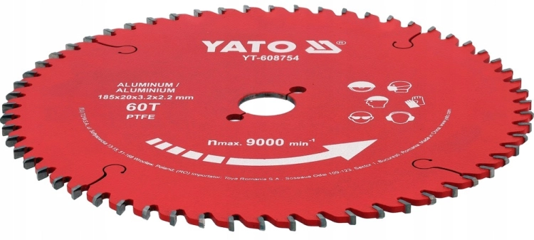 TARCZA DO CIĘCIA ALUMINIUM 185mm/20mm 60T WĘGLIK WOLFRAMU PIŁA TARCZOWA