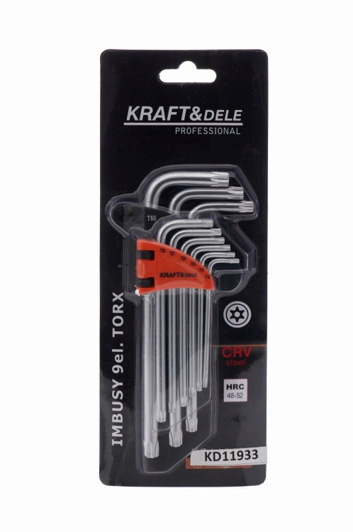 KRAFT&amp;DELE ZESTAW IMBUSÓW TORX 9 EL. DŁUGIE KLUCZE T10-T50 CrV KD11933