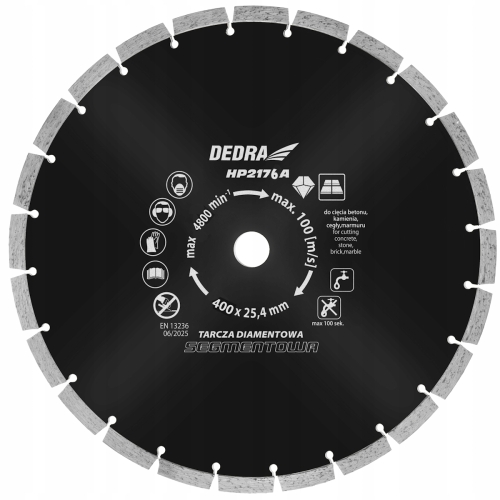 TARCZA DIAMENTOWA DO CIĘCIA BETONU KAMIENIA CEGŁY SEGMENTOWA 400x25,4mm